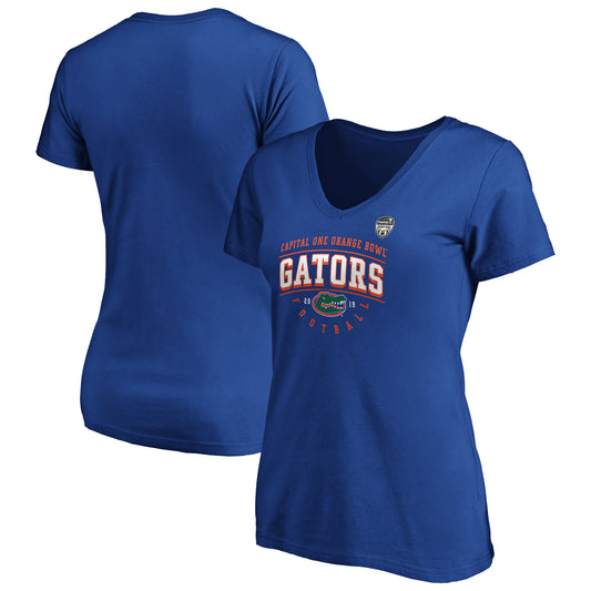 Women's Fanatics Royal Florida Gators 2019 Orange Bowl Bound Tackle V-Neck T-Shirt