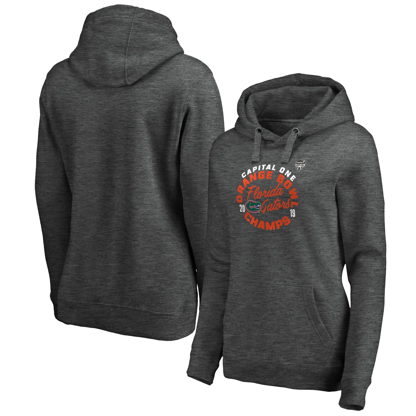 Women's Fanatics Heather Gray Florida Gators 2019 Orange Bowl Champions Curl Pullover Hoodie