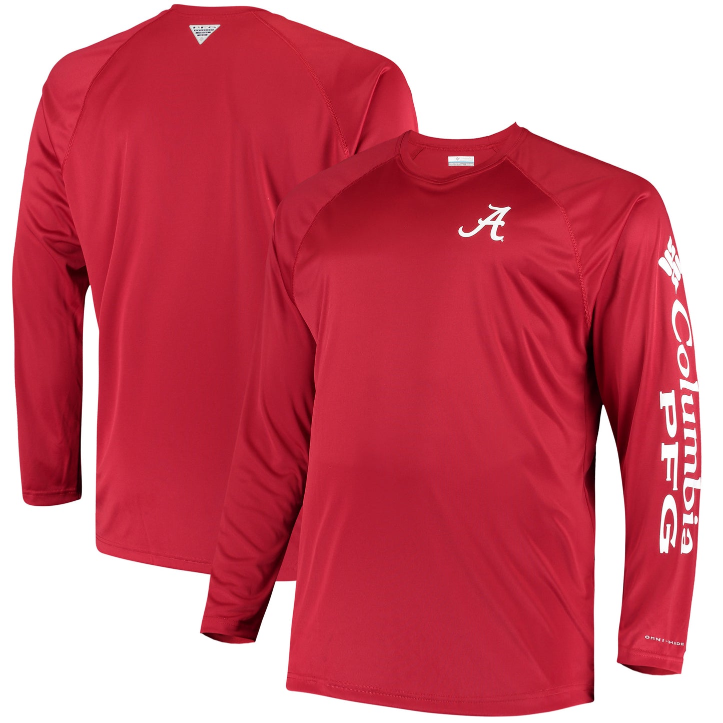 Men's Columbia Crimson Alabama Crimson Tide Big & Tall Terminal Tackle Long Sleeve Omni-Shade T-Shirt