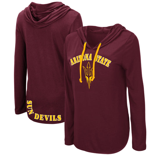 Women's Colosseum Maroon Arizona State Sun Devils My Lover Lightweight Hooded Long Sleeve T-Shirt