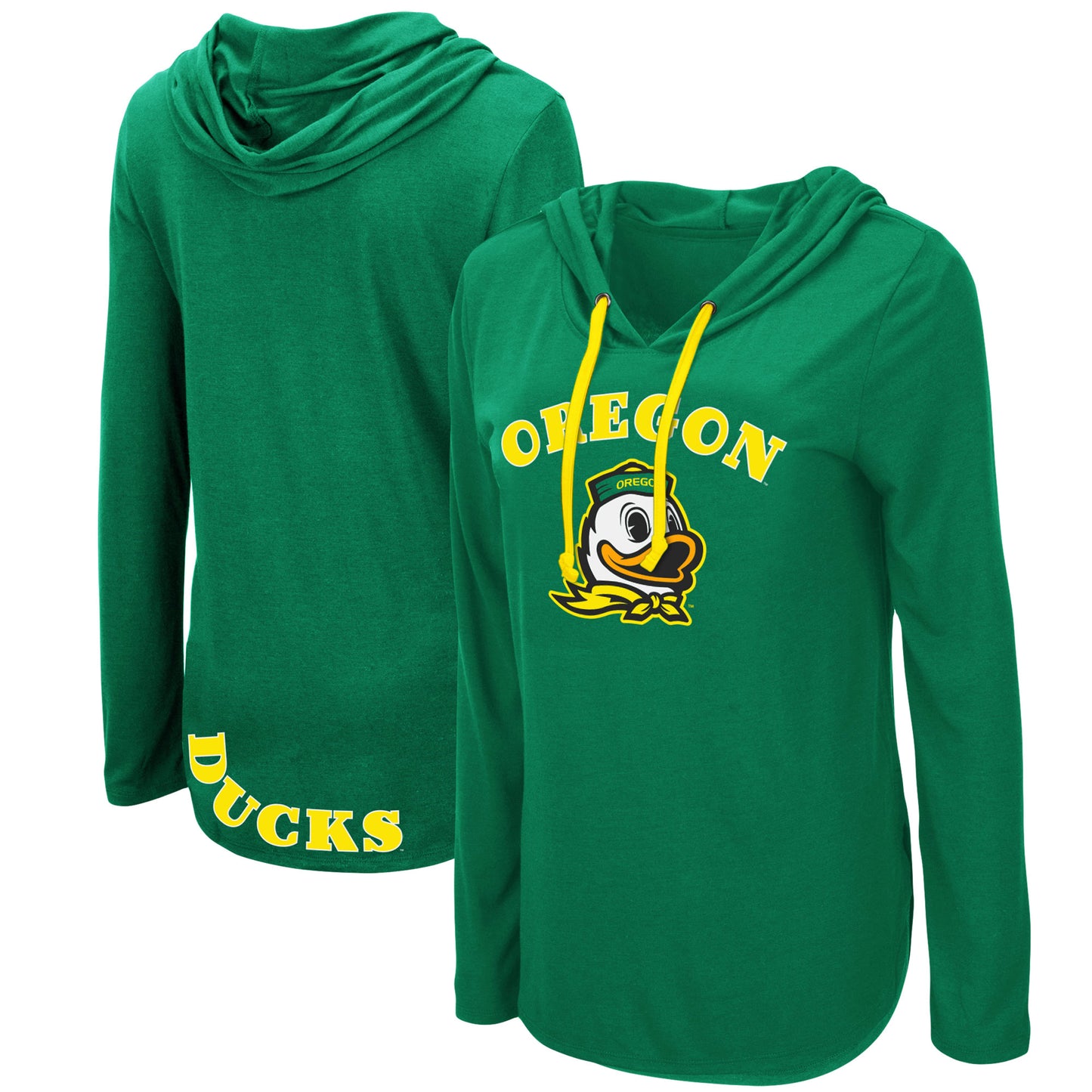 Women's Colosseum Green Oregon Ducks My Lover Lightweight Hooded Long Sleeve T-Shirt