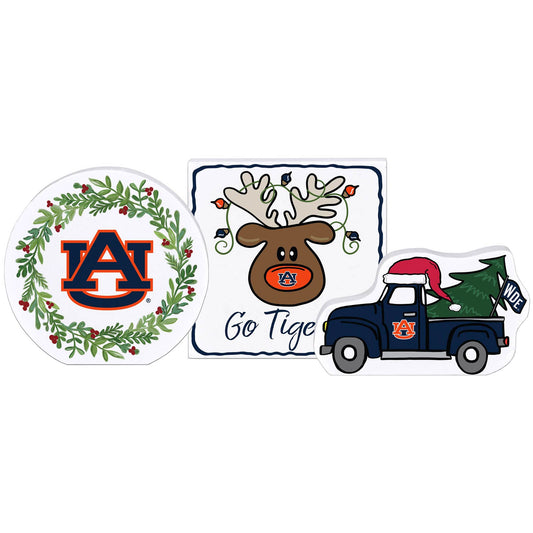 Auburn Tigers Holiday Tabletop Block Decor Set