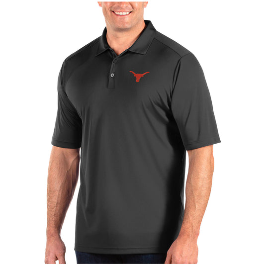 Men's Antigua Anthracite Texas Longhorns Desert Dry Big & Tall Tribute Polo