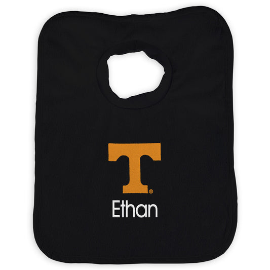 Newborn & Infant Black Tennessee Volunteers Personalized Bib