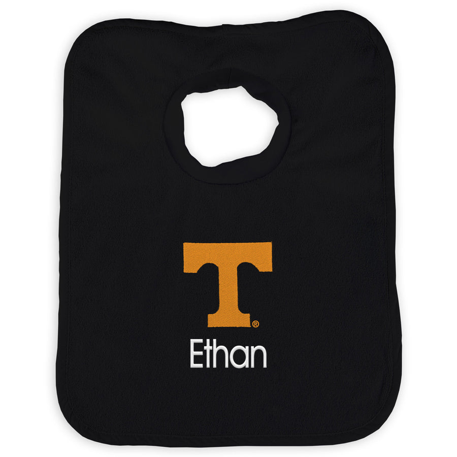 Newborn & Infant Black Tennessee Volunteers Personalized Bib