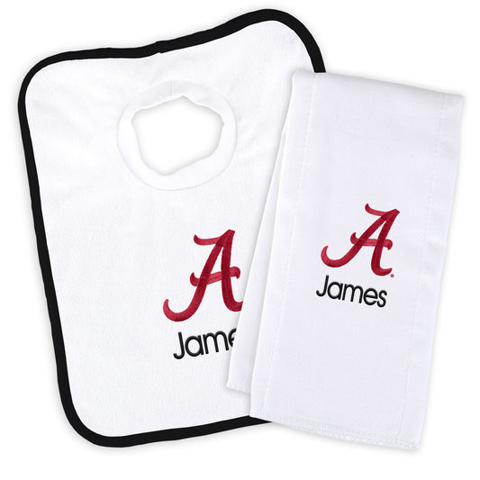 Newborn & Infant Alabama Crimson Tide Personalized Bib & Burp Cloth Set