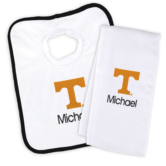 Newborn & Infant Tennessee Volunteers Personalized Bib & Burp Cloth Set