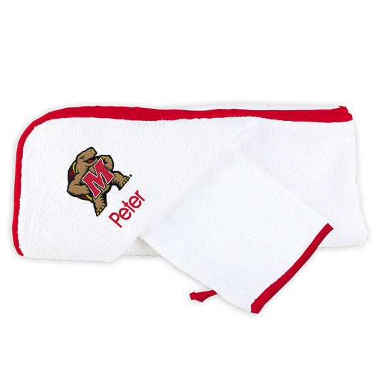 Newborn & Infant Maryland Terrapins Personalized Hooded Towel Gift Set