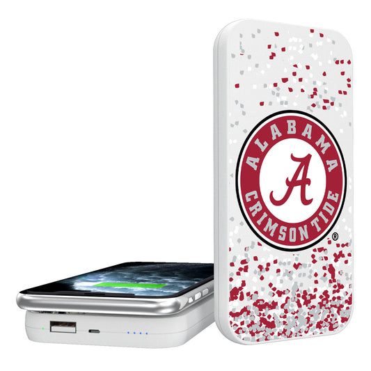 Alabama Crimson Tide Circle Logo Confetti Design Wireless 5000mAh Powerbank