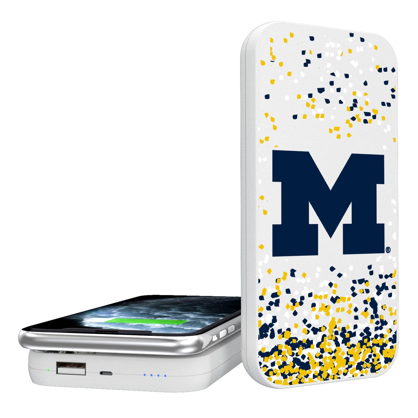 Michigan Wolverines Confetti Design Wireless 5000mAh Powerbank