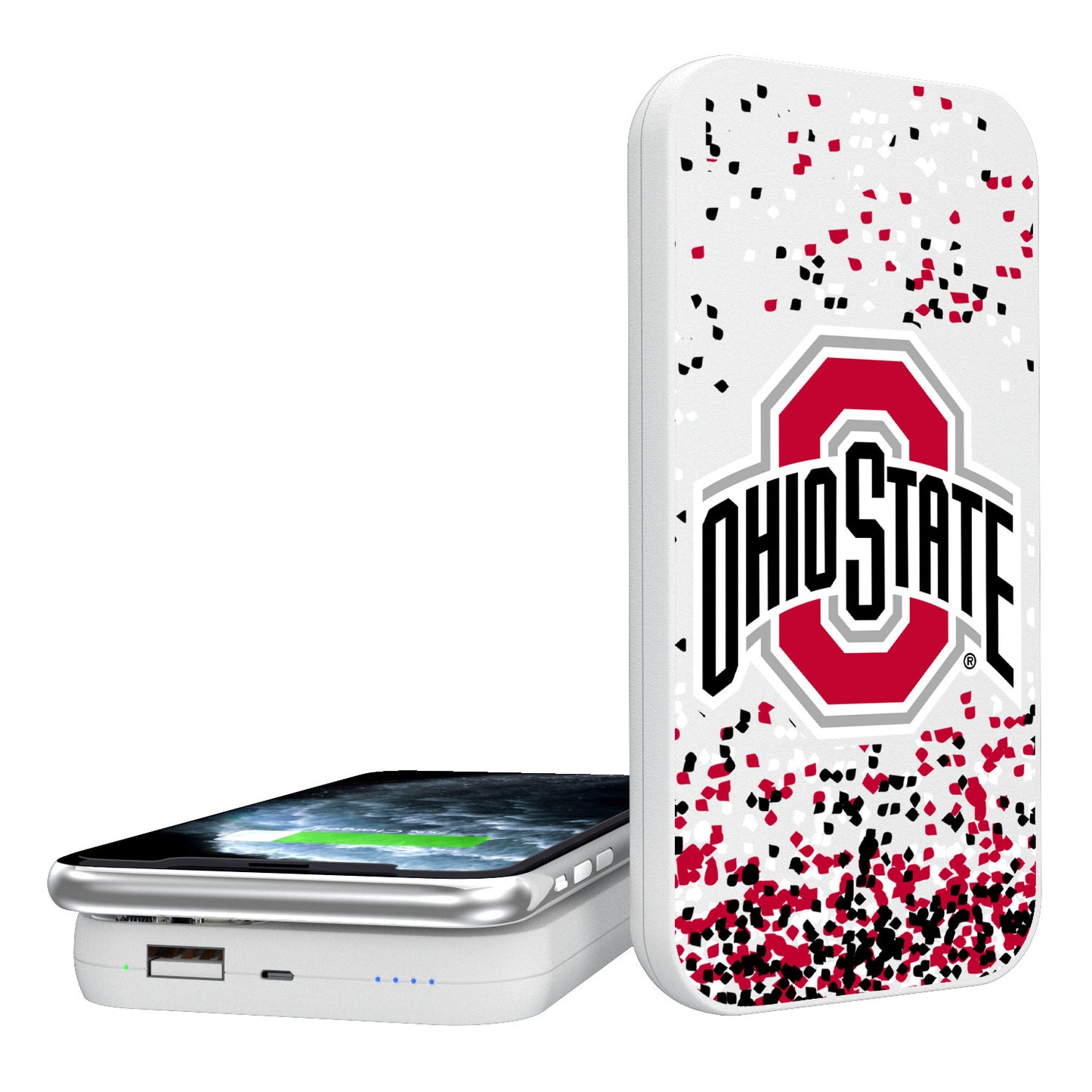 Ohio State Buckeyes Confetti Design Wireless 5000mAh Powerbank