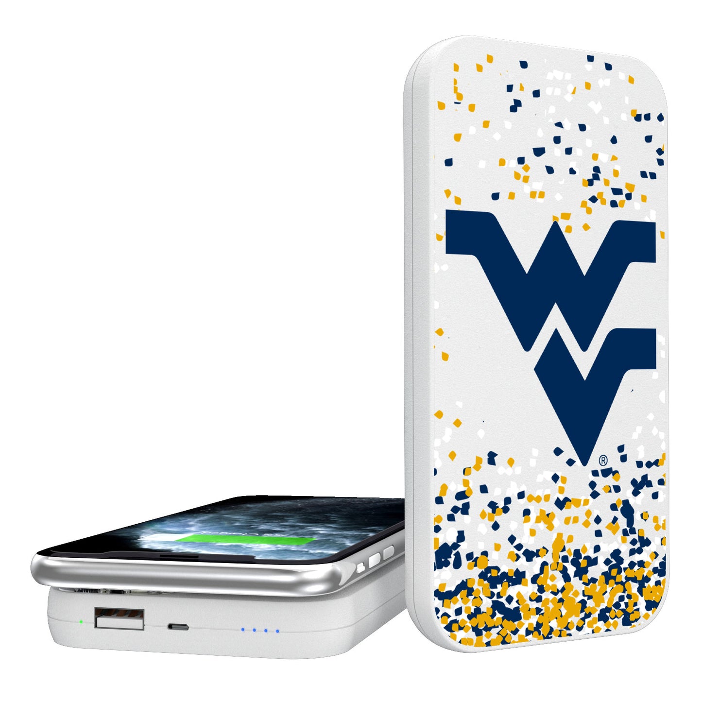 West Virginia Mountaineers Confetti Design Wireless 5000mAh Powerbank