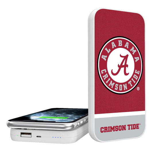 Alabama Crimson Tide Circle Logo Endzone Solid Design Wireless 5000mAh Powerbank