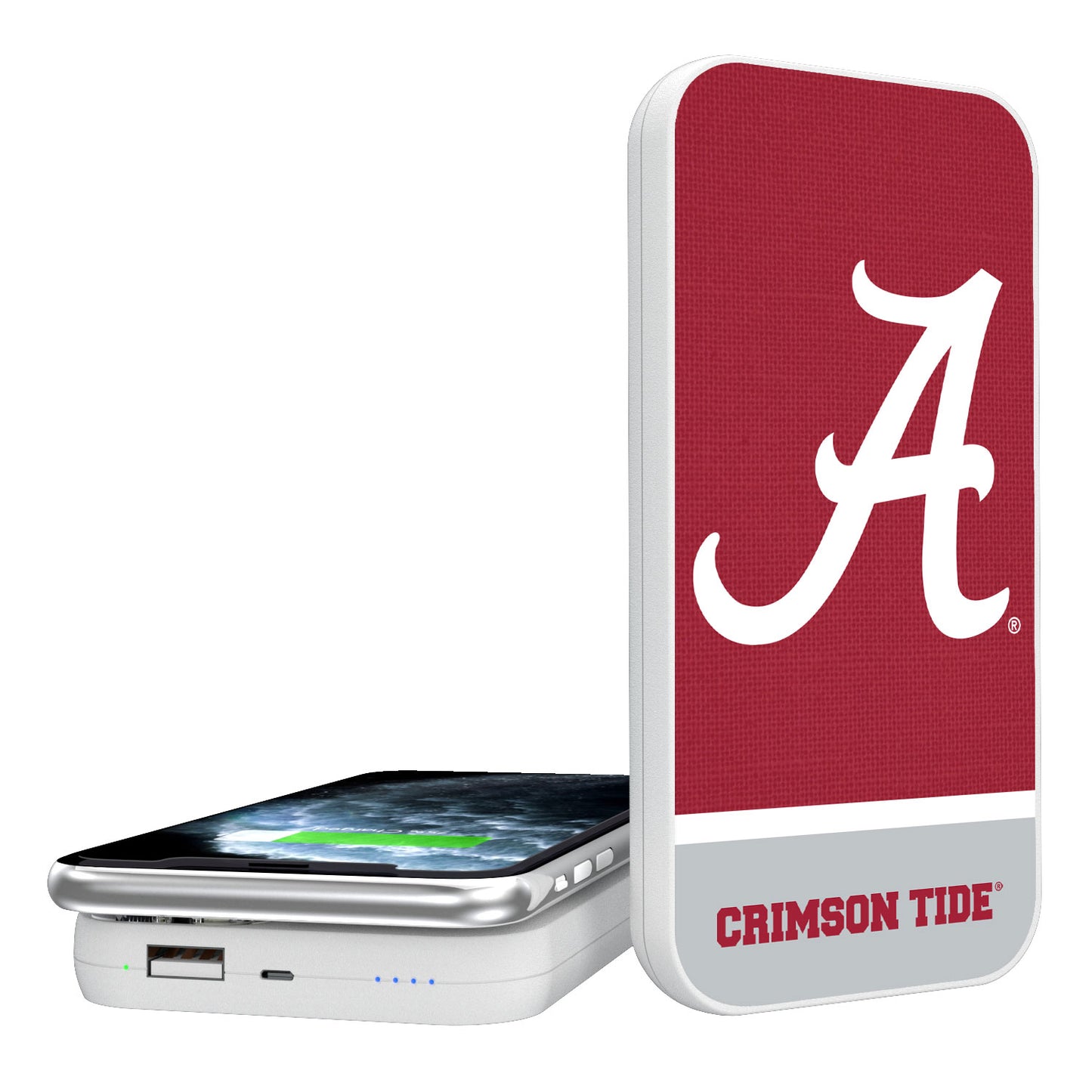 Alabama Crimson Tide Endzone Solid Design Wireless 5000mAh Powerbank