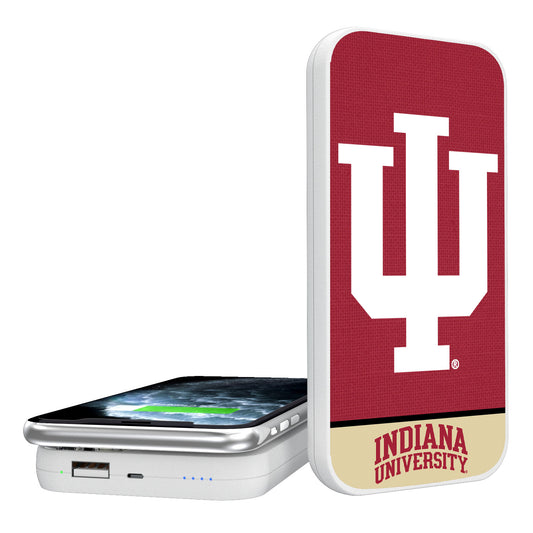 Indiana Hoosiers Endzone Solid Design Wireless 5000mAh Powerbank