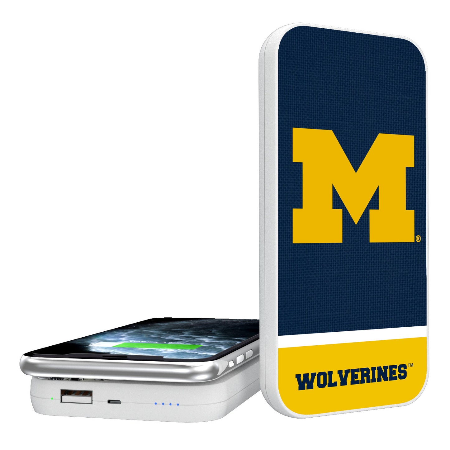 Michigan Wolverines Endzone Solid Design Wireless 5000mAh Powerbank