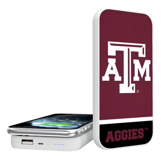Texas A&M Aggies Endzone Solid Design Wireless 5000mAh Powerbank