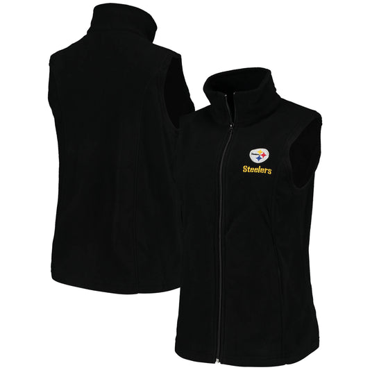 Women's Dunbrooke Black Pittsburgh Steelers Houston Fleece Full-Zip Vest