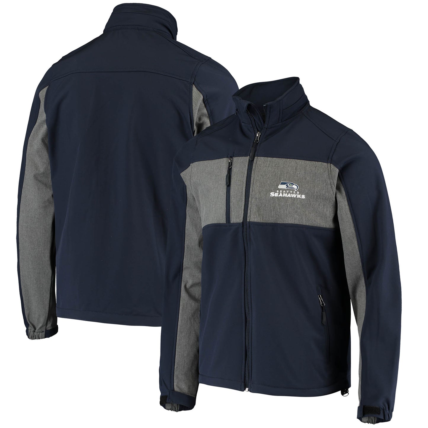 Men's Dunbrooke Navy Seattle Seahawks Circle Zephyr Softshell Full-Zip Jacket