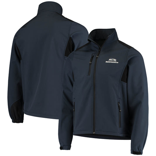 Men's Dunbrooke Navy Seattle Seahawks Circle Softshell Fleece Full-Zip Jacket