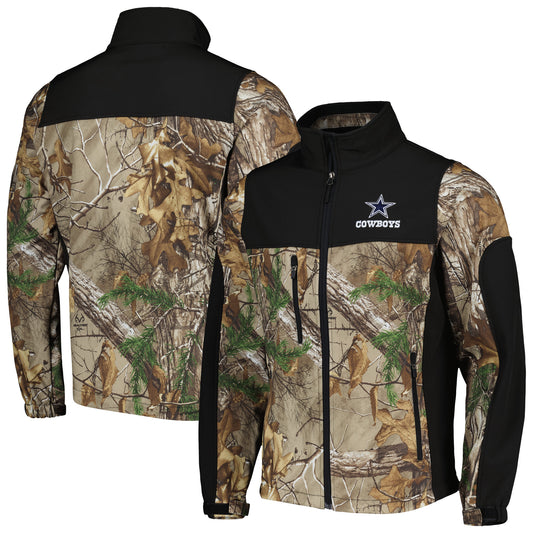 Men's Realtree Camo/Black Dallas Cowboys Hunter Softshell Full-Zip Jacket