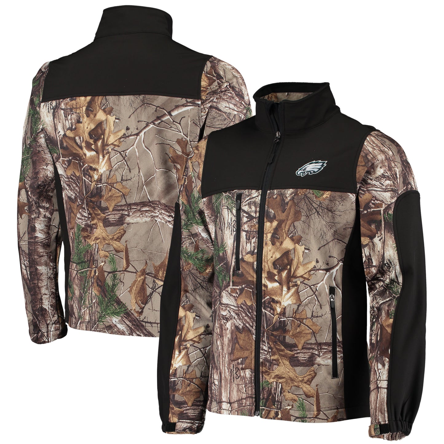 Men's Dunbrooke Realtree Camo/Black Philadelphia Eagles Circle Hunter Softshell Full-Zip Jacket