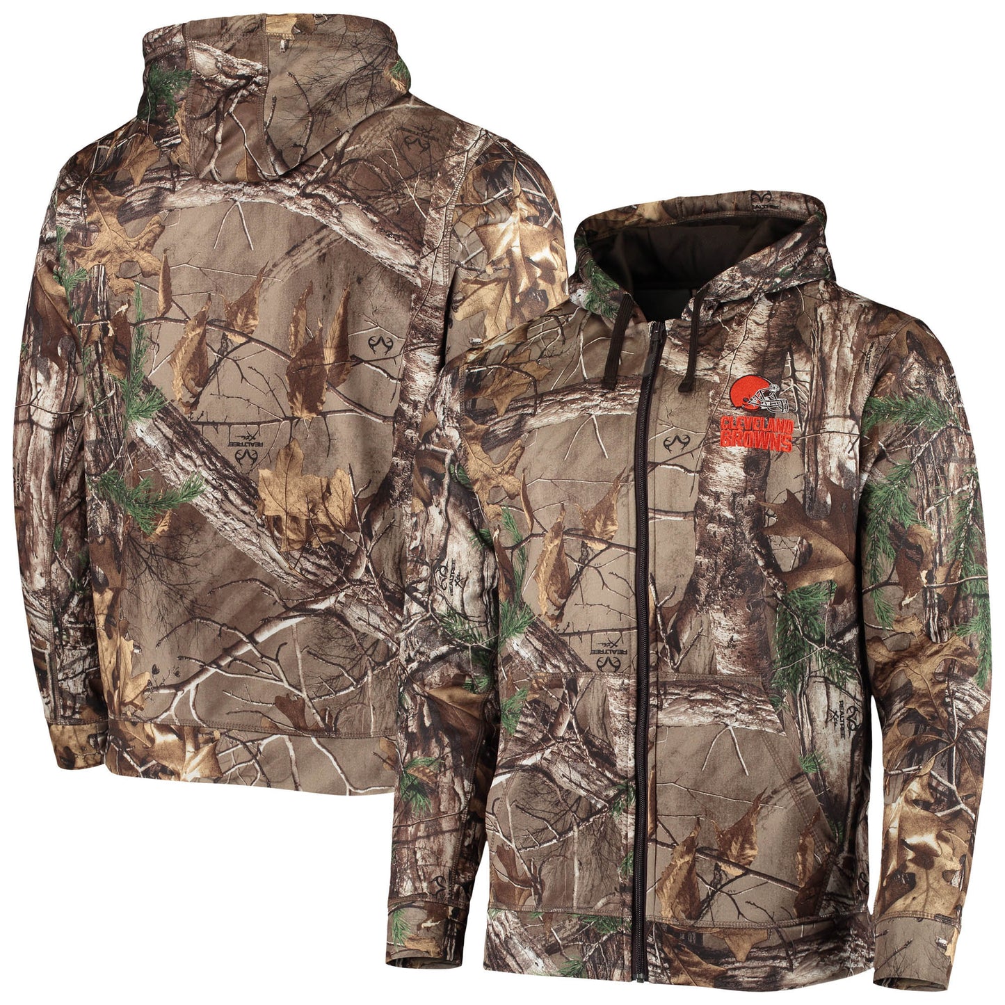 Men's Dunbrooke Realtree Camo Cleveland Browns Trophy Tech Fleece Full-Zip Hoodie