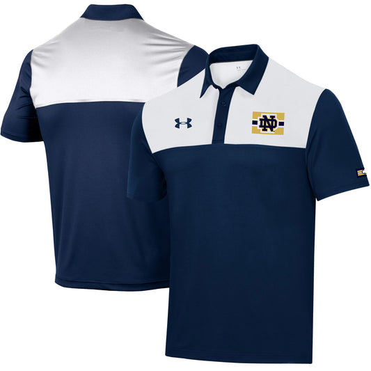 Men's Under Armour Navy/White Notre Dame Fighting Irish 2021 Shamrock Series Performance Polo