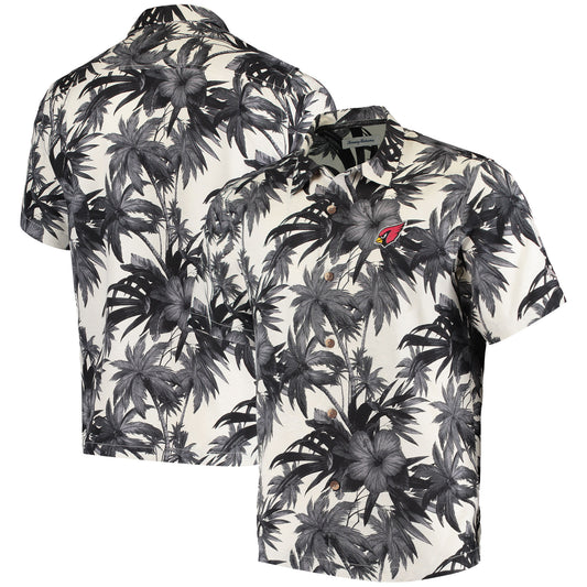 Men's Tommy Bahama Black Arizona Cardinals Sport Harbor Island Hibiscus Camp Button-Up Shirt