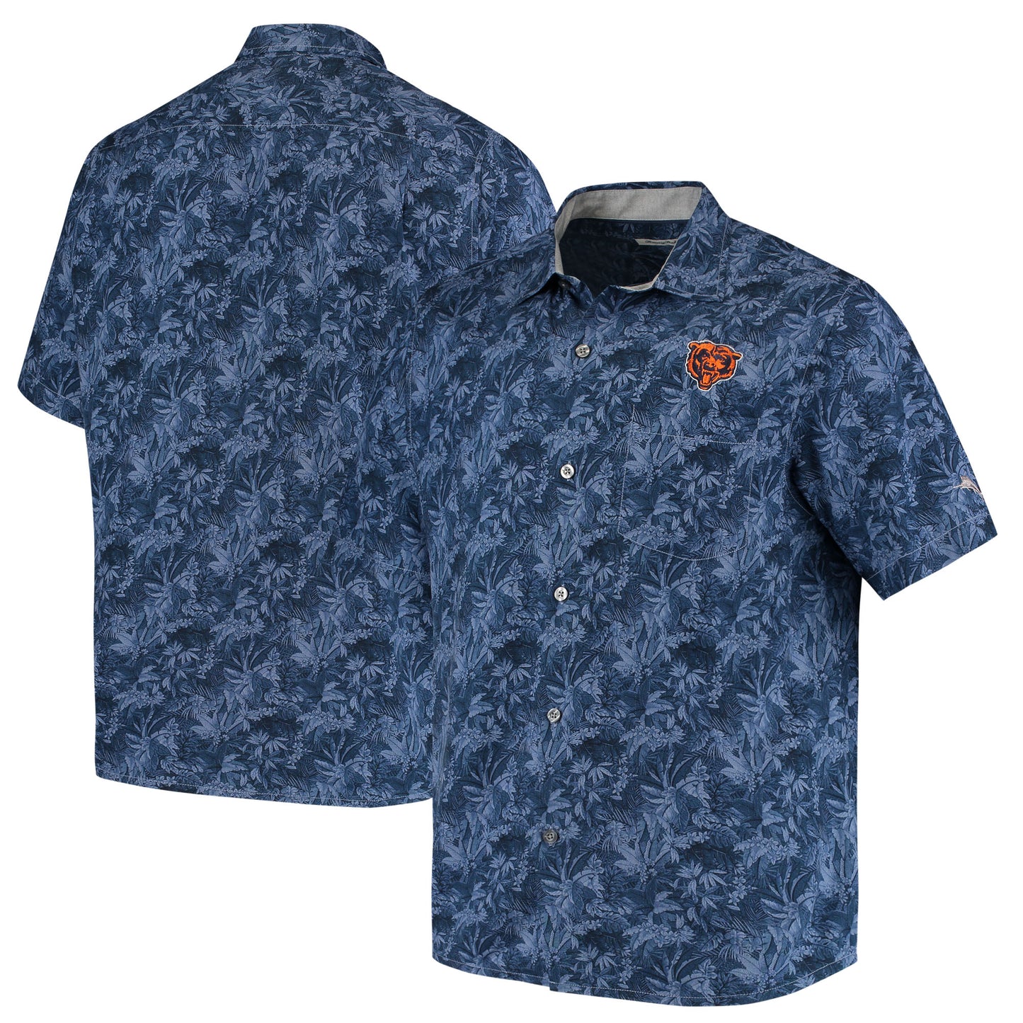 Men's Tommy Bahama Navy Chicago Bears Sport Jungle Shade Camp Button-Down Shirt