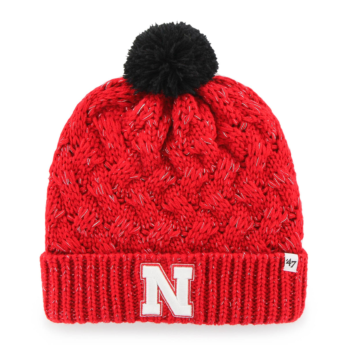 Women's '47 Scarlet Nebraska Huskers Fiona Cuffed Knit Hat With Pom