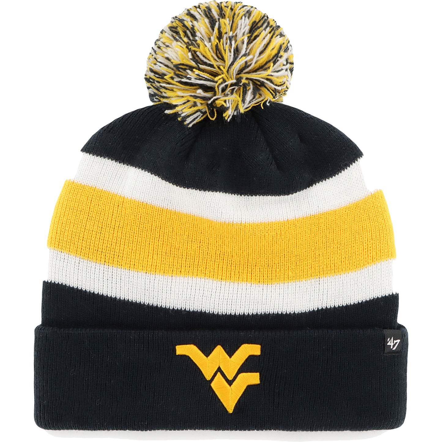 Men's '47 Navy West Virginia Mountaineers Breakaway Cuffed Knit Hat with Pom