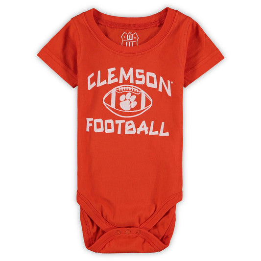 Infant Wes & Willy Orange Clemson Tigers Football Bodysuit