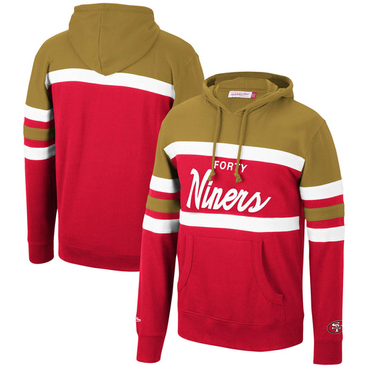 Men's Mitchell & Ness Gold/Scarlet San Francisco 49ers Head Coach Pullover Hoodie