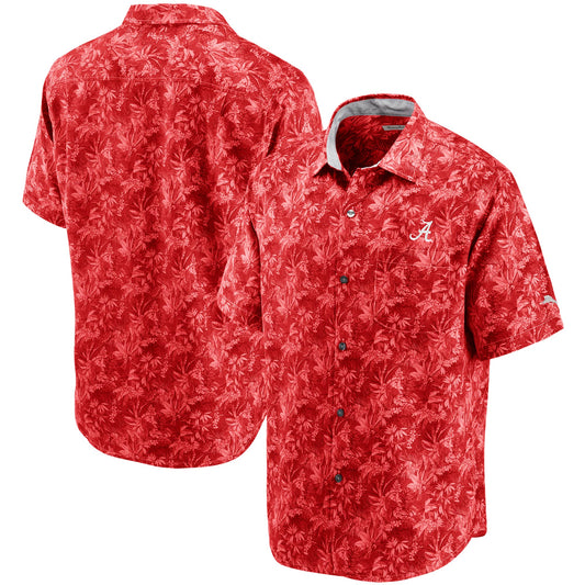 Men's Tommy Bahama Crimson Alabama Crimson Tide Sport Jungle Shade Camp Button-Up Shirt