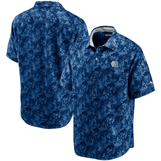 Men's Tommy Bahama Navy North Carolina Tar Heels Sport Jungle Shade Camp Button-Up Shirt