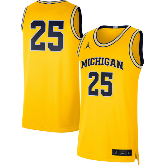 Men's Jordan Brand #25 Maize Michigan Wolverines Limited Basketball Jersey