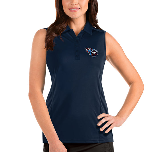 Women's Antigua Navy Tennessee Titans Sleeveless Tribute Polo