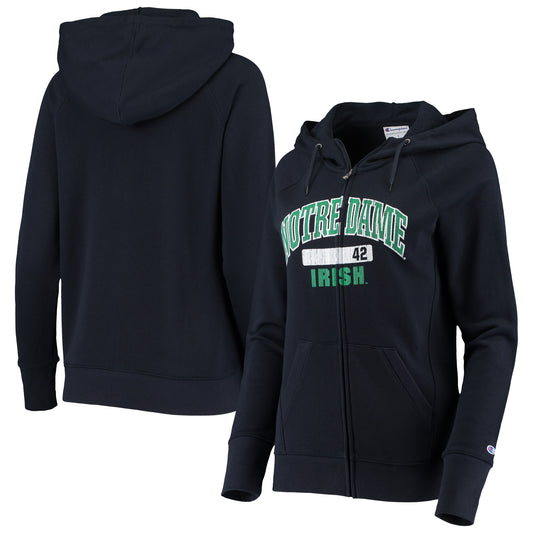 Women's Champion Navy Notre Dame Fighting Irish University Full-Zip Hoodie