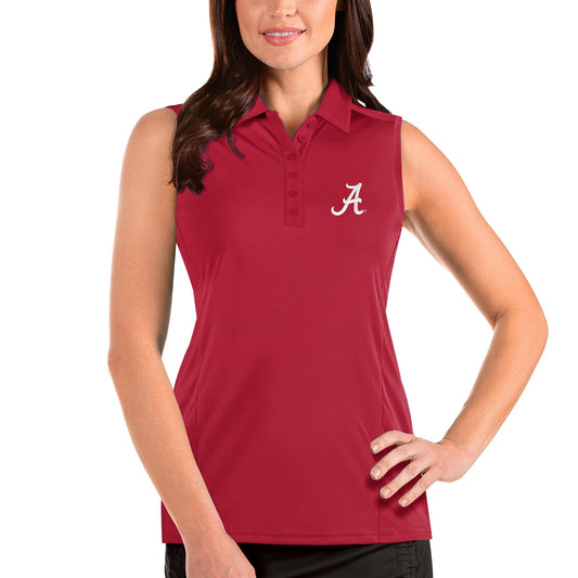 Women's Antigua Crimson Alabama Crimson Tide Tribute Sleeveless Polo