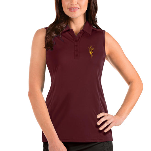 Women's Antigua Maroon Arizona State Sun Devils Tribute Sleeveless Polo