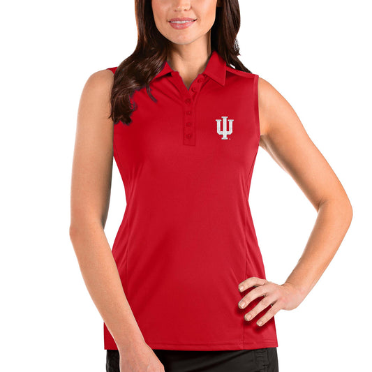 Women's Antigua Crimson Indiana Hoosiers Tribute Sleeveless Polo