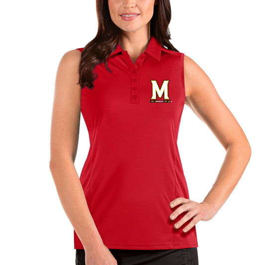 Women's Antigua Red Maryland Terrapins Tribute Sleeveless Polo