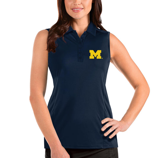 Women's Antigua Navy Michigan Wolverines Tribute Sleeveless Polo