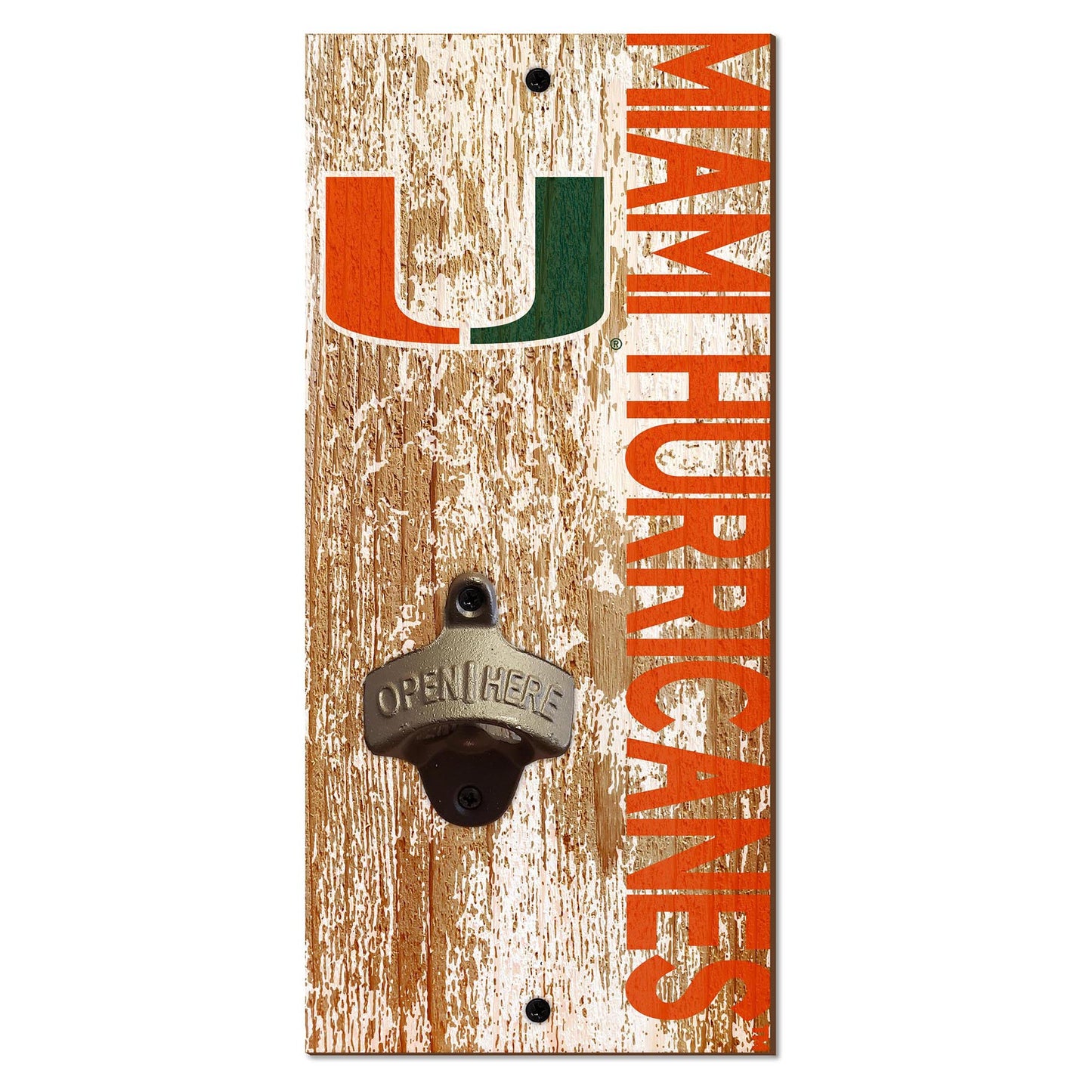 Miami Hurricanes Distressed Bottle Opener