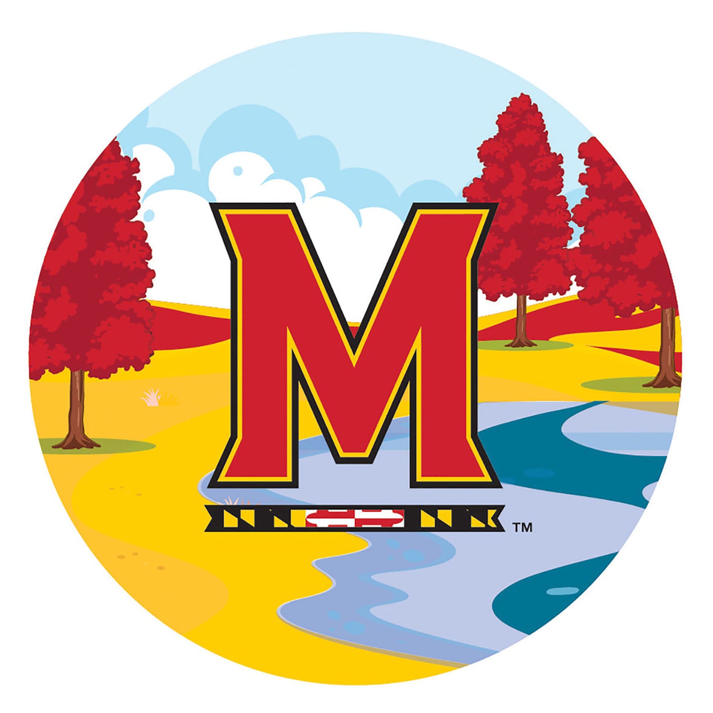 Maryland Terrapins 12" Landscape Circle Sign