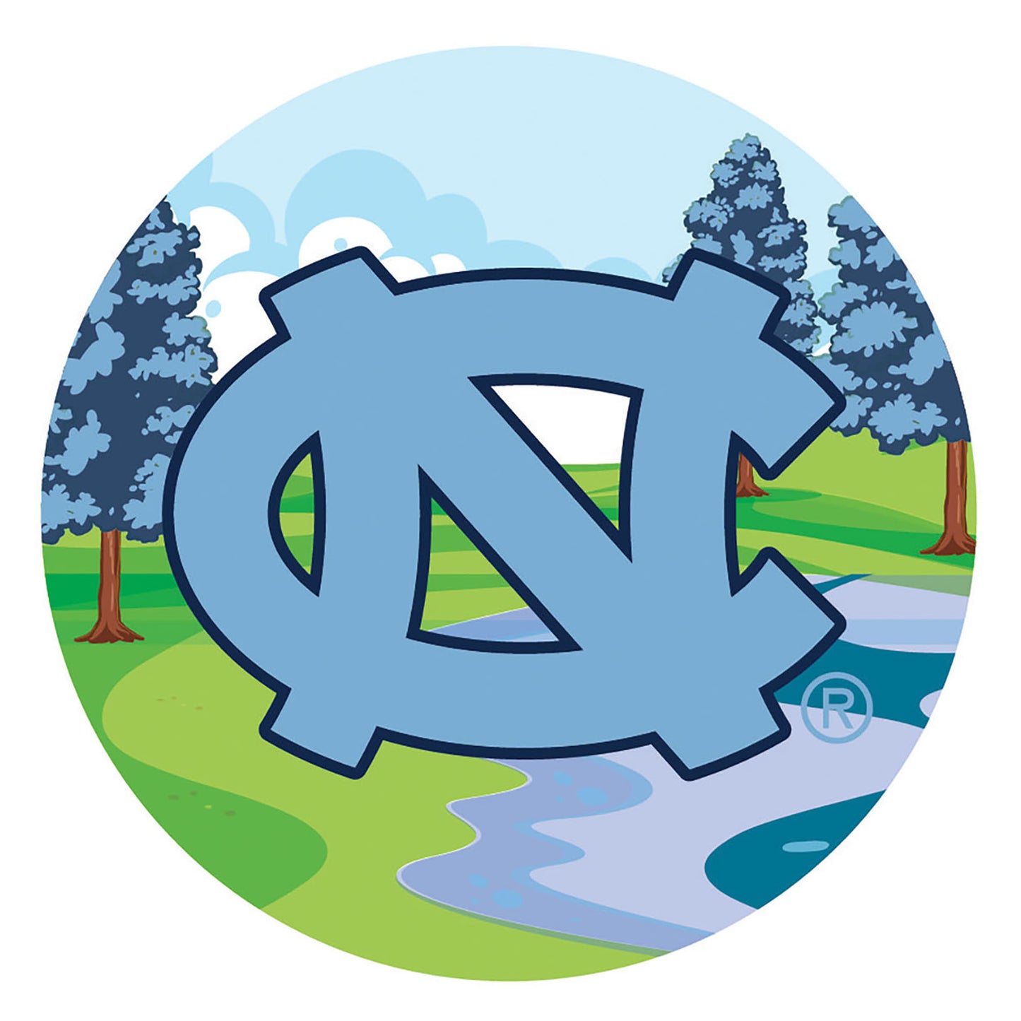 North Carolina Tar Heels 12" Landscape Circle Sign