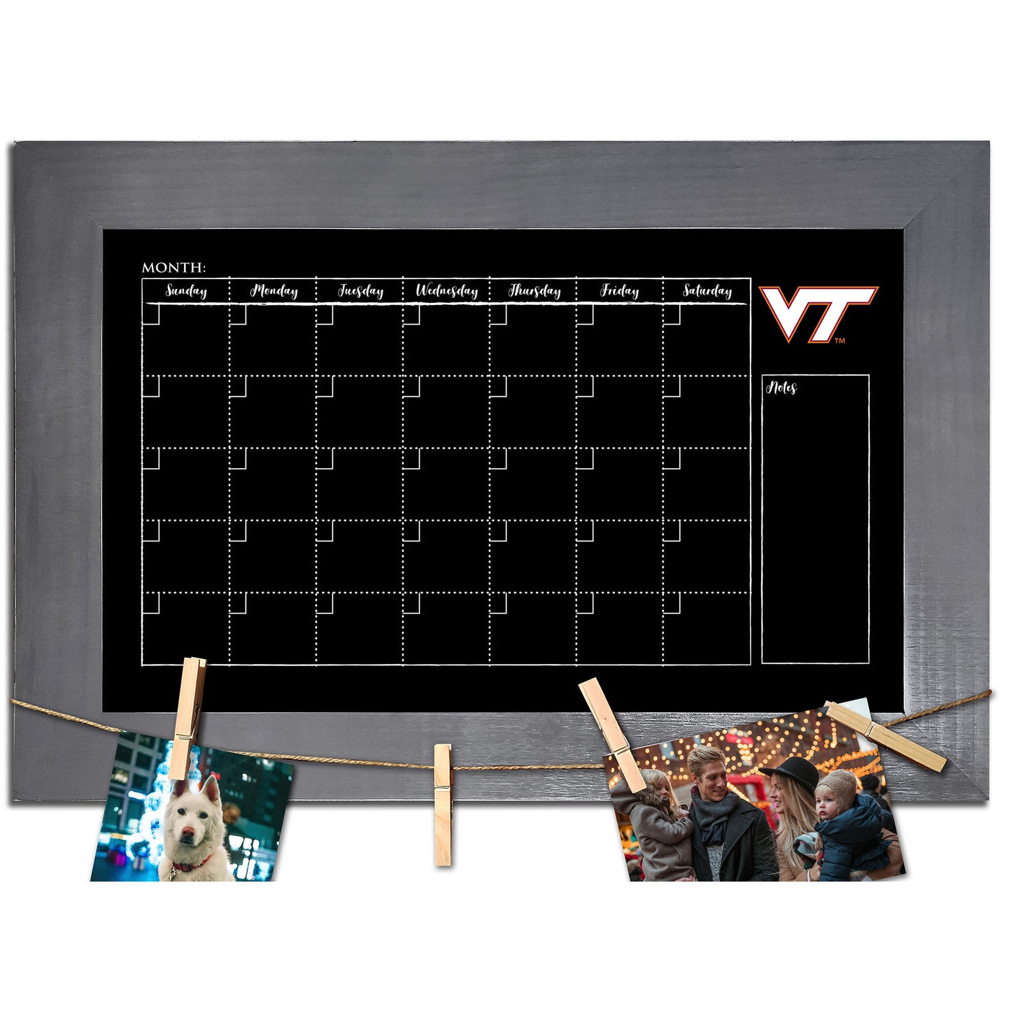 Virginia Tech Hokies 11" x 19" Monthly Chalkboard with Frame & Clothespins Sign