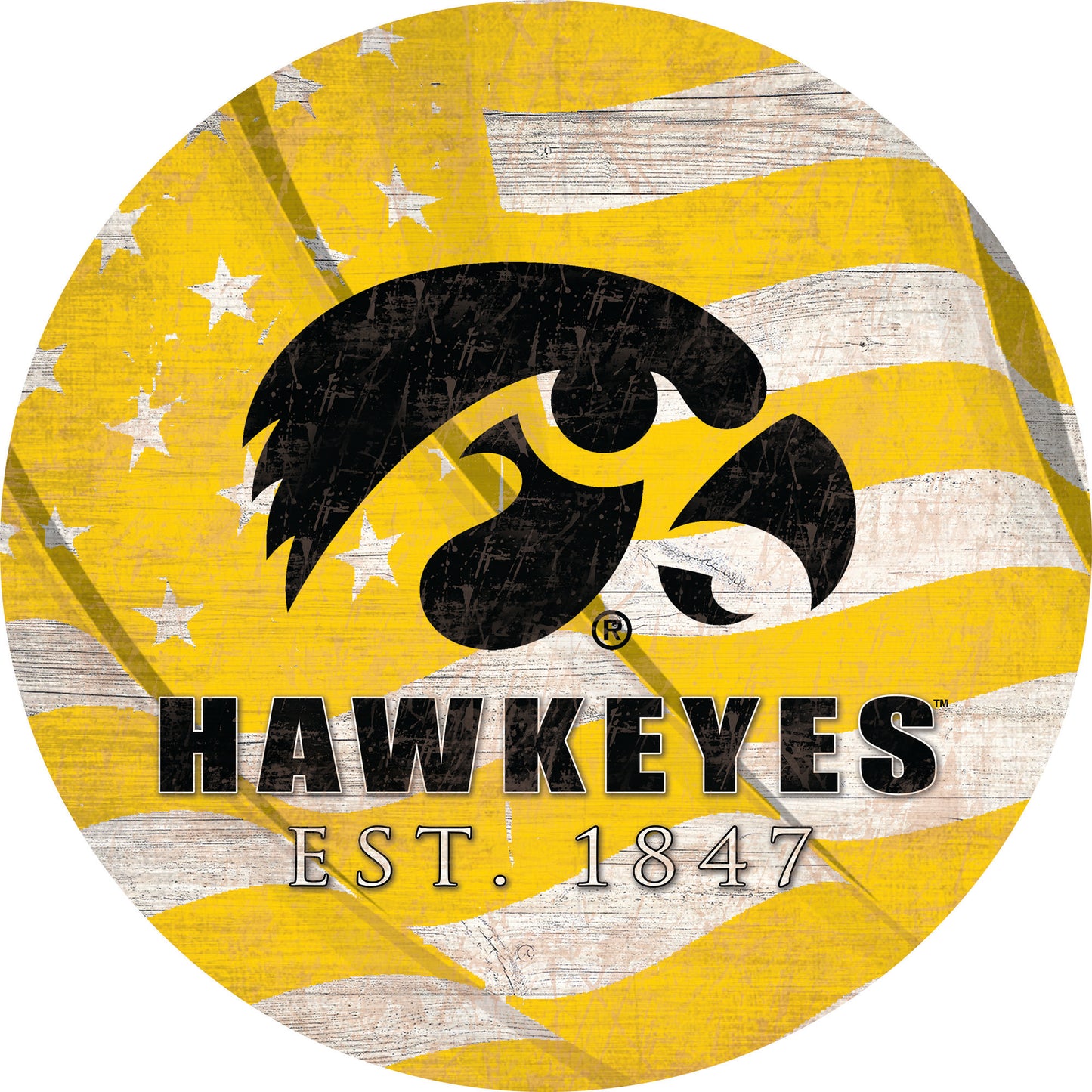 Iowa Hawkeyes 12" Team Color Flag Sign