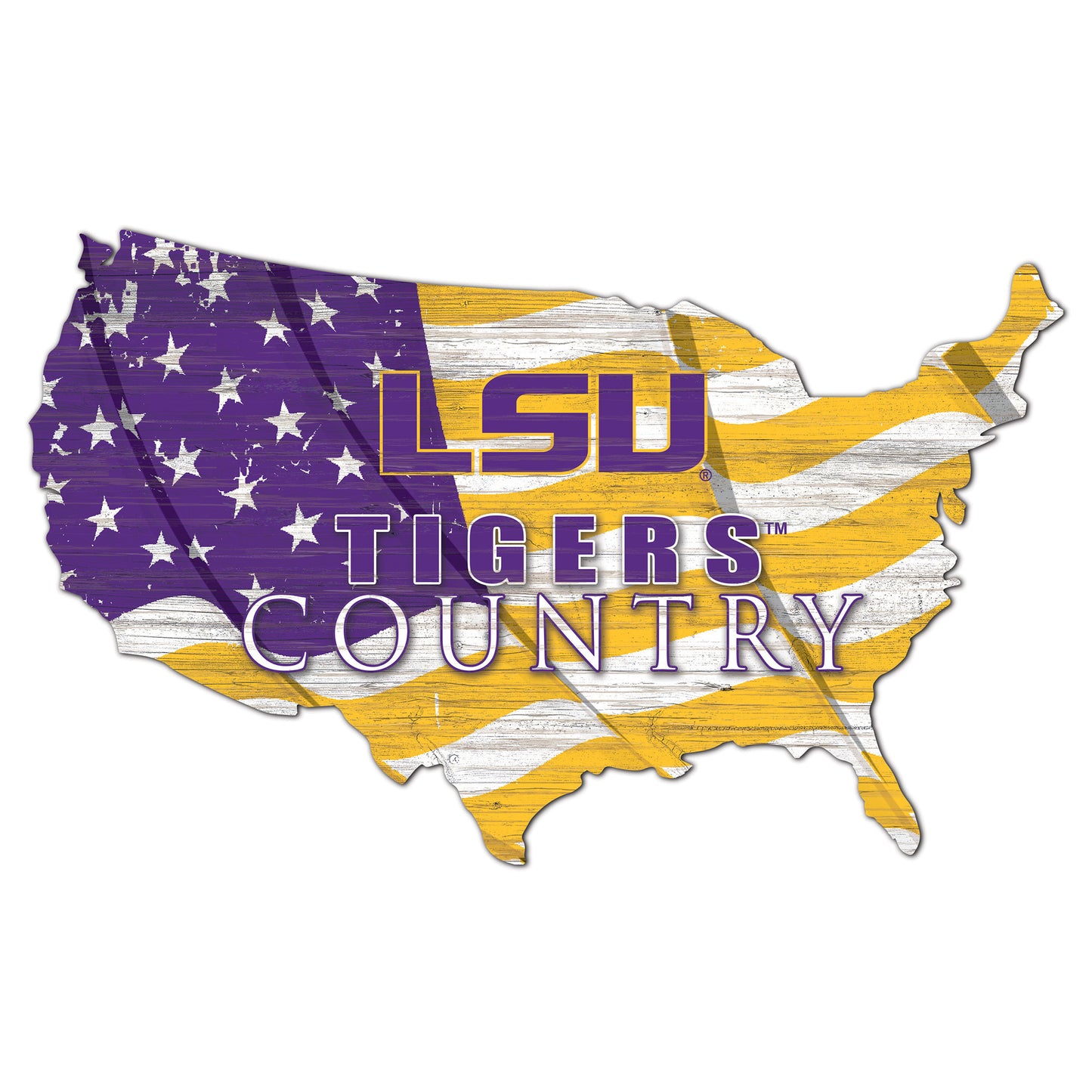 LSU Tigers USA Flag Cutout Sign